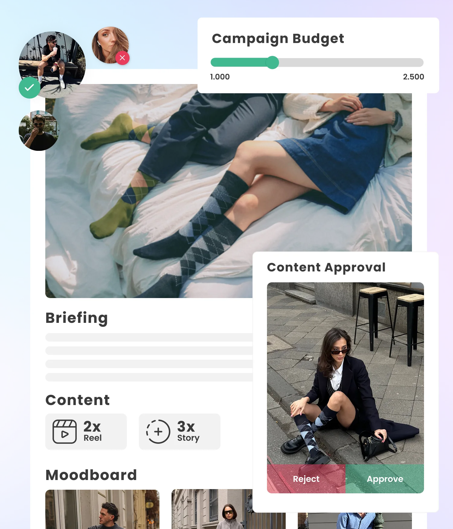 Campaign briefing, budget, content and moodboard